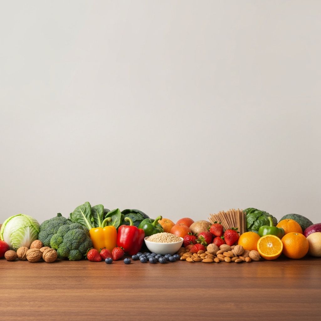 Natural healthy foods and balanced nutrition